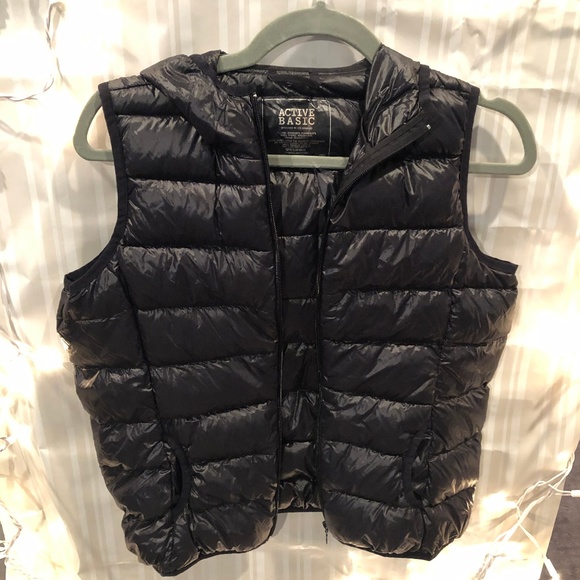 Active Basic Jackets & Blazers - Active Basic Women Shiny Hooded Black Puffer Vest